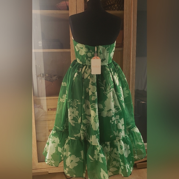 NWT SELKIE Corset Dress Green Floral Small - Picture 7 of 11